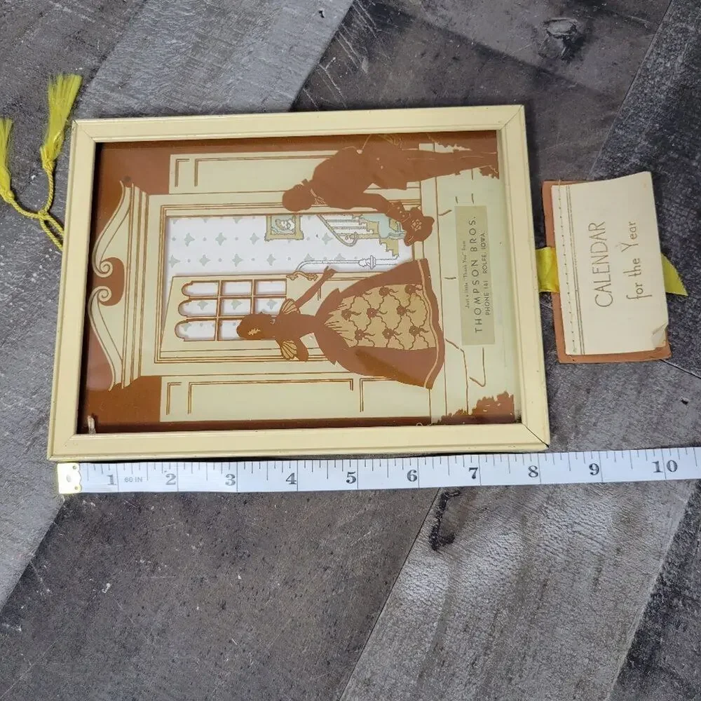 1939 Calendar Reverse Painted Glass Advertisment
